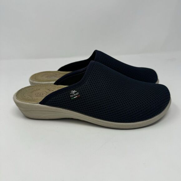 Fly Flot Mules Blue Mesh Clogs Leather Anatomic Anti Shock EU 40 Clogs Womens 9 - Picture 4 of 6
